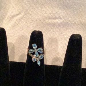 Gorgeous twin aquamarine butterflies on a silver ring